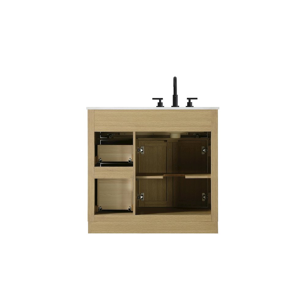 Alden 36 Inch Single Bathroom Vanity In Honey Brown. Picture 12