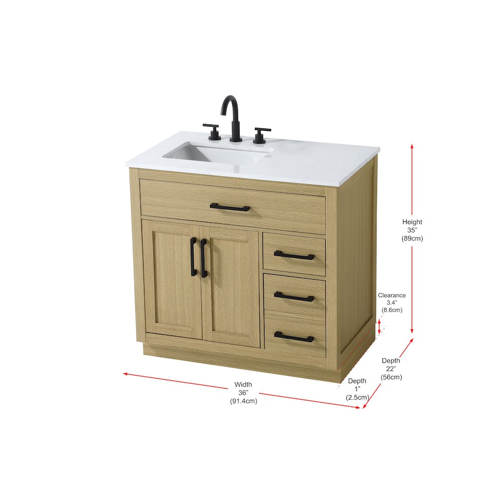 Alden 36 Inch Single Bathroom Vanity In Honey Brown. Picture 13