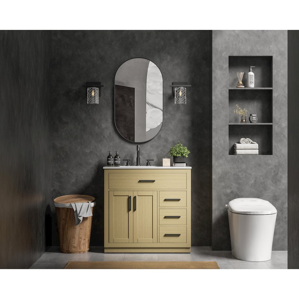 Alden 36 Inch Single Bathroom Vanity In Honey Brown. Picture 4