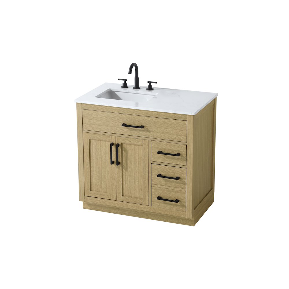 Alden 36 Inch Single Bathroom Vanity In Honey Brown. Picture 6