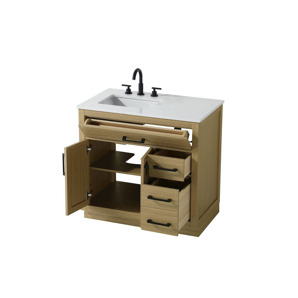 Alden 36 Inch Single Bathroom Vanity In Honey Brown. Picture 7
