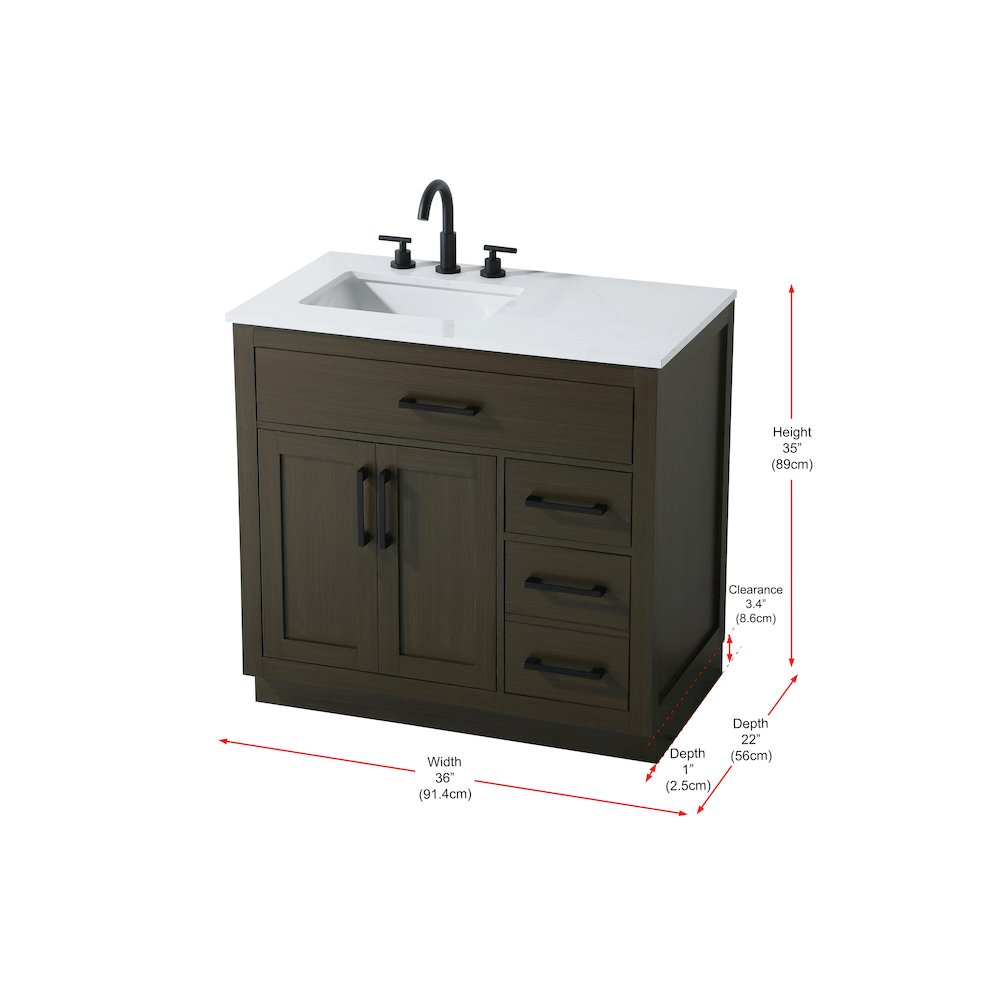 Alden 36 Inch Single Bathroom Vanity In Mocha Brown. Picture 13