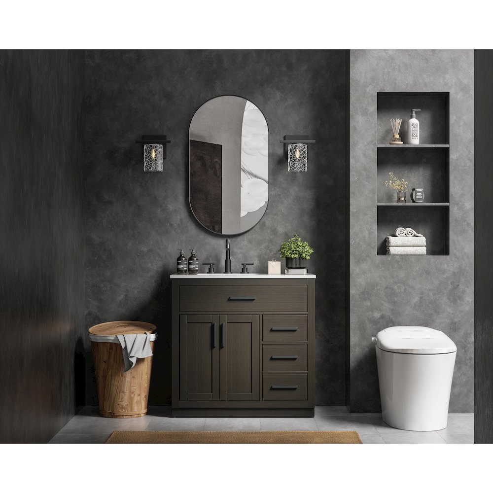 Alden 36 Inch Single Bathroom Vanity In Mocha Brown. Picture 4