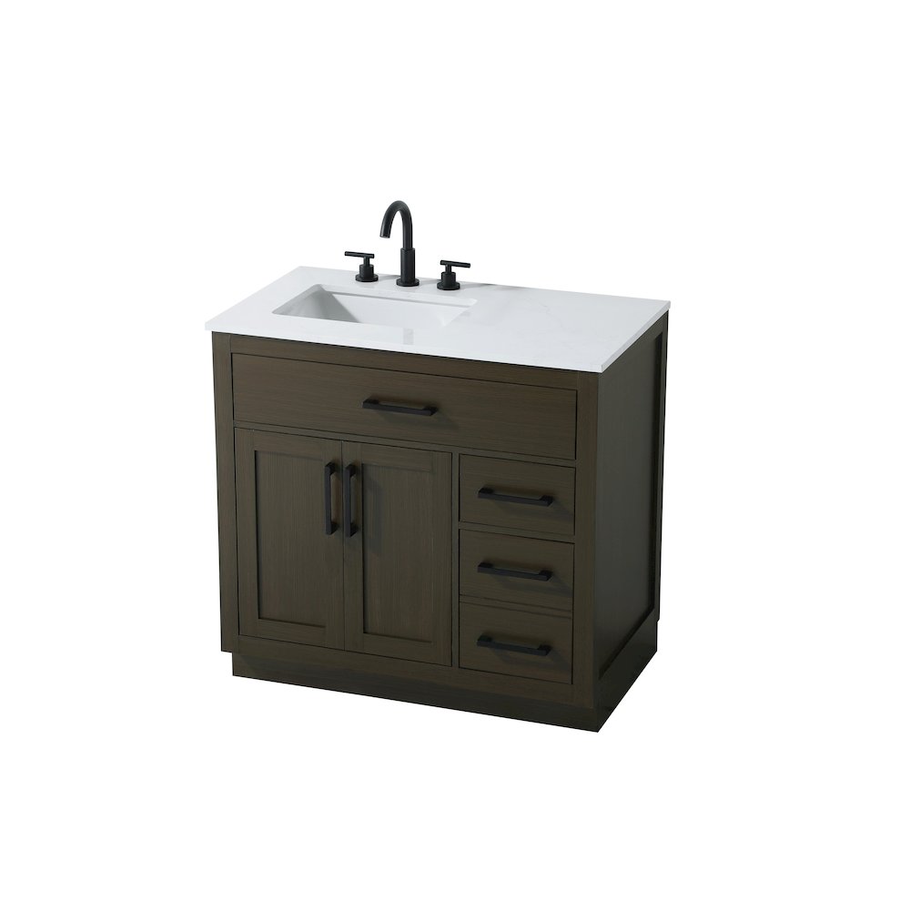 Alden 36 Inch Single Bathroom Vanity In Mocha Brown. Picture 6
