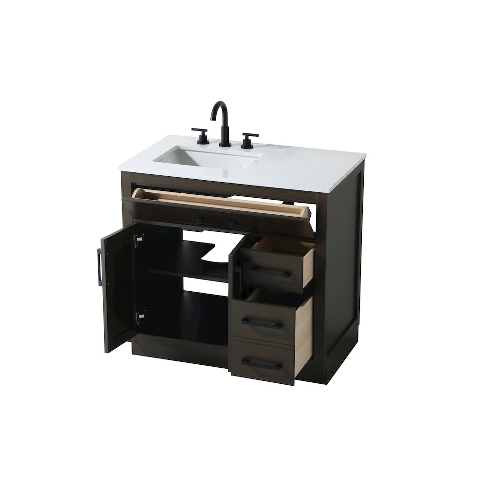 Alden 36 Inch Single Bathroom Vanity In Mocha Brown. Picture 7