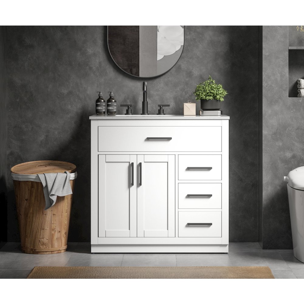 Alden 36 Inch Single Bathroom Vanity In White. Picture 2