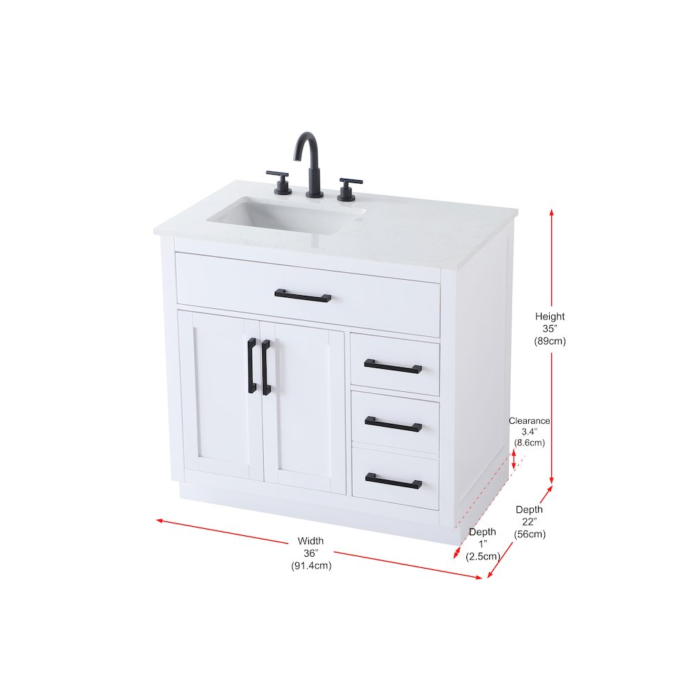 Alden 36 Inch Single Bathroom Vanity In White. Picture 13