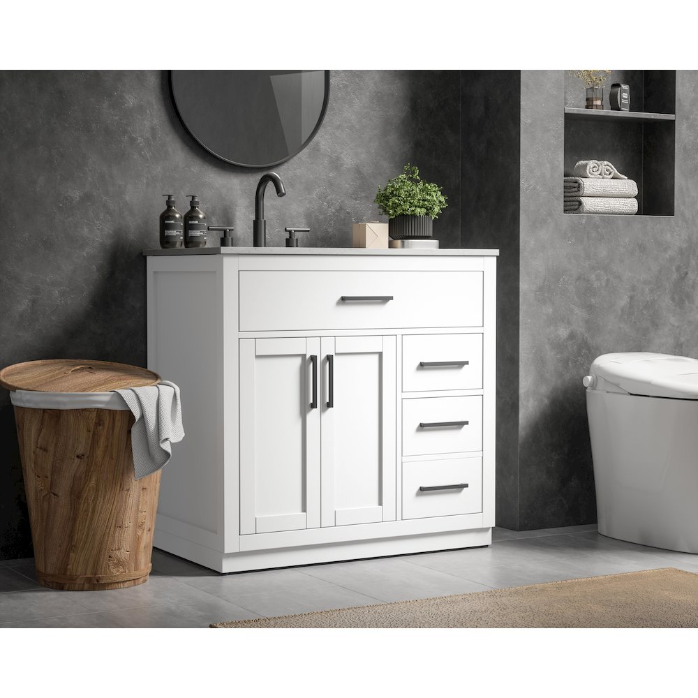 Alden 36 Inch Single Bathroom Vanity In White. Picture 3