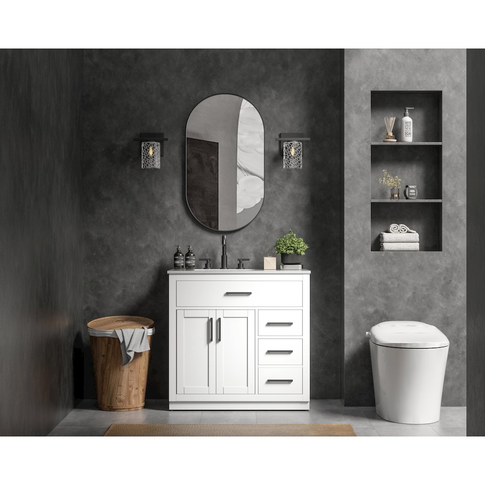 Alden 36 Inch Single Bathroom Vanity In White. Picture 4