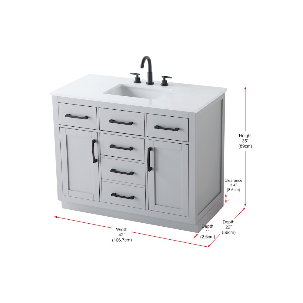 Alden 42 Inch Single Bathroom Vanity In Grey. Picture 13