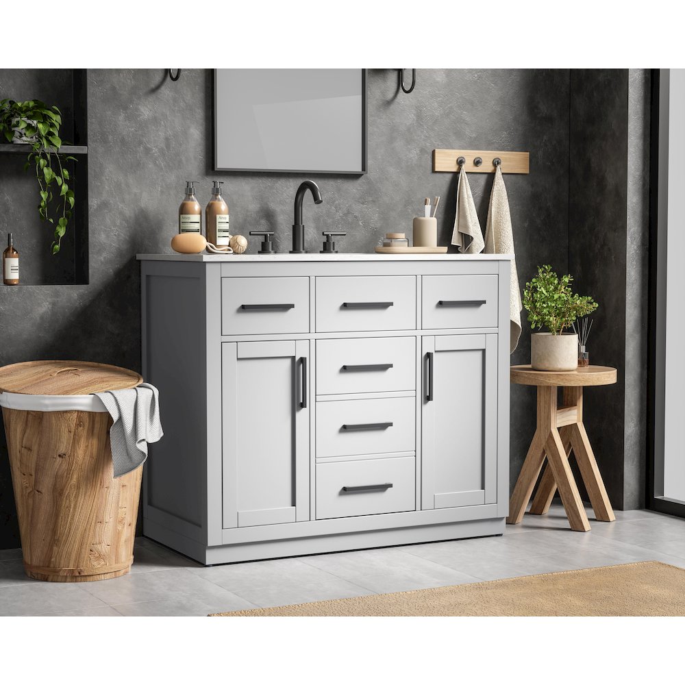 Alden 42 Inch Single Bathroom Vanity In Grey. Picture 3