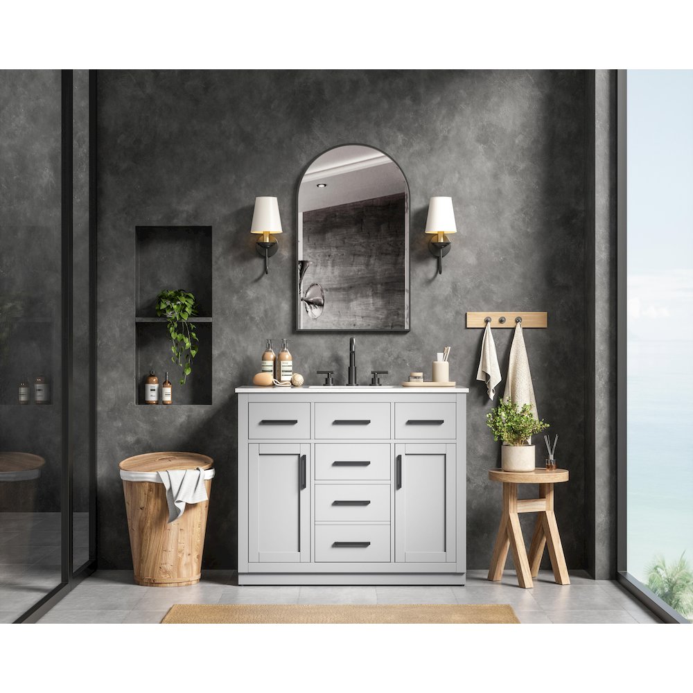 Alden 42 Inch Single Bathroom Vanity In Grey. Picture 4