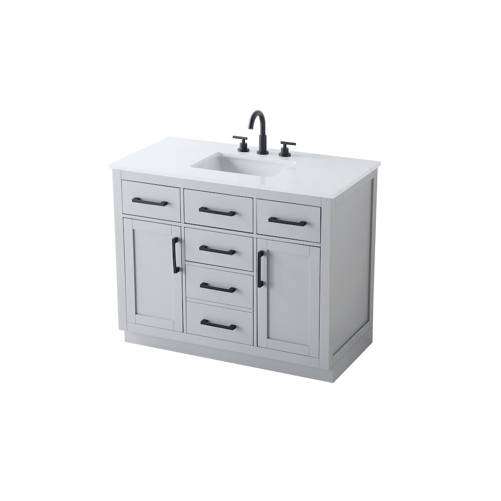 Alden 42 Inch Single Bathroom Vanity In Grey. Picture 6