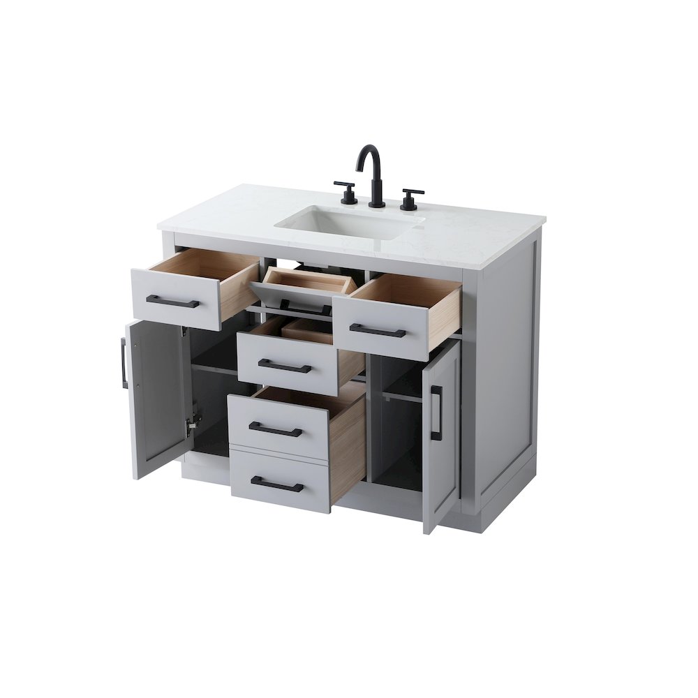 Alden 42 Inch Single Bathroom Vanity In Grey. Picture 7