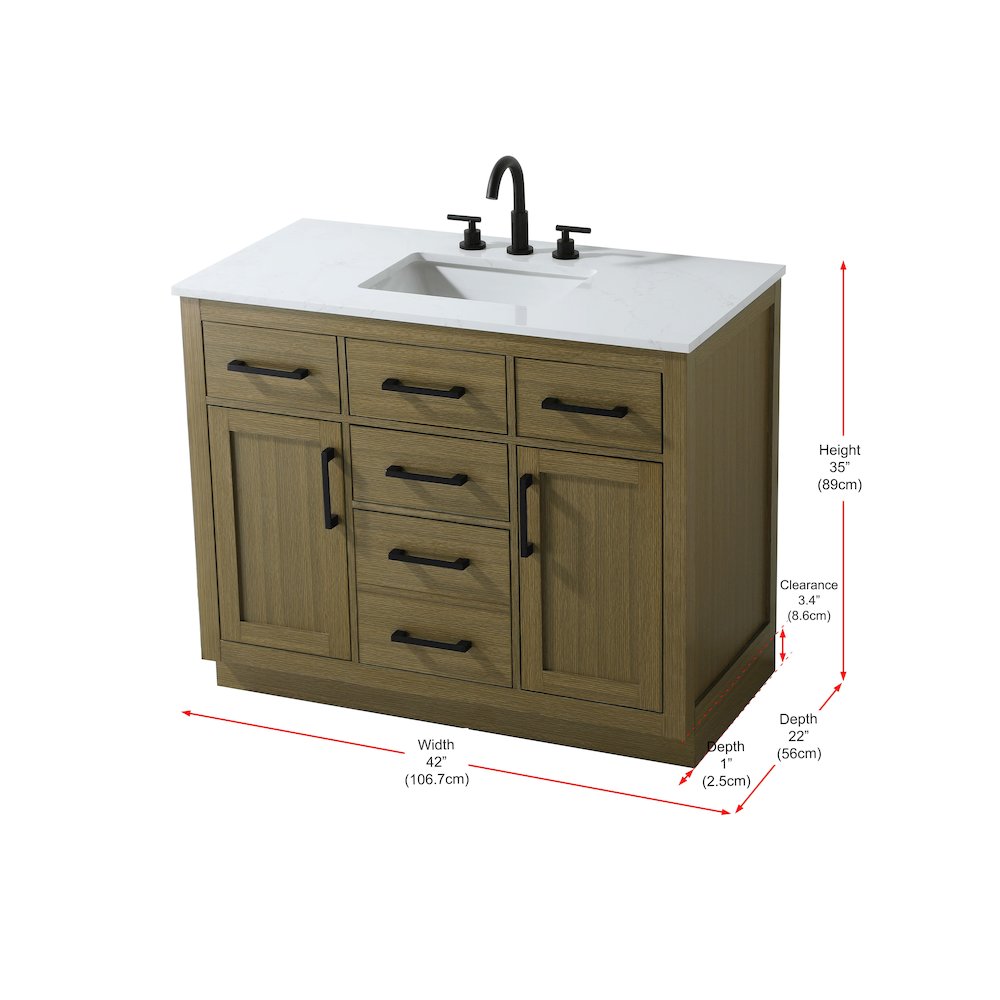 Alden 42 Inch Single Bathroom Vanity In Chestnut Brown. Picture 13