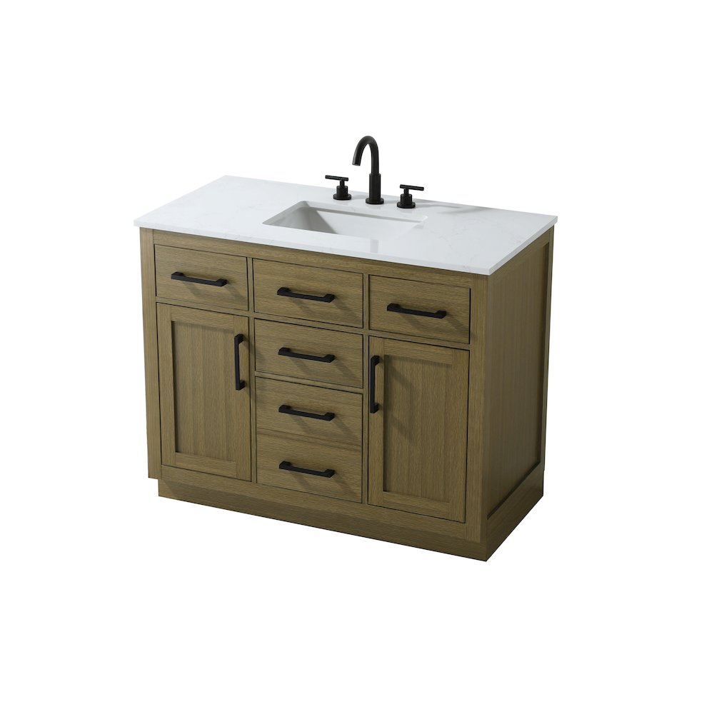 Alden 42 Inch Single Bathroom Vanity In Chestnut Brown. Picture 6