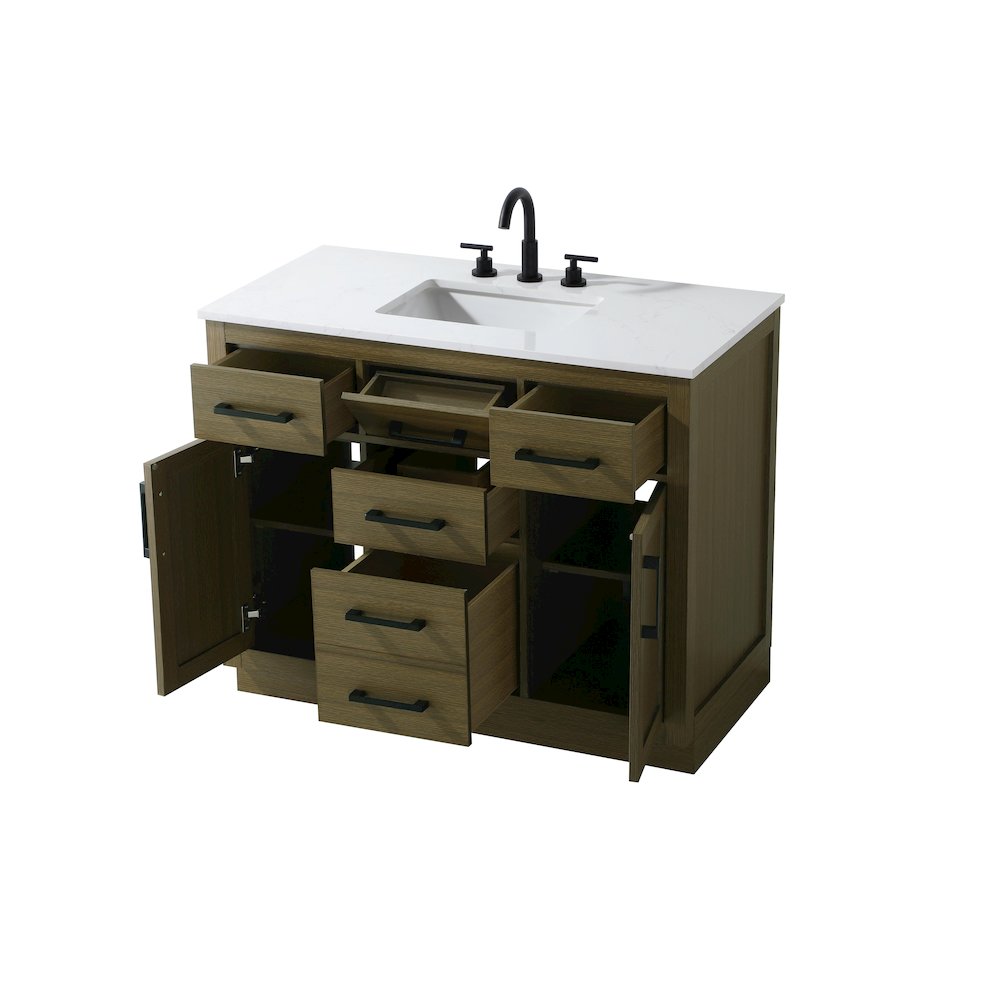 Alden 42 Inch Single Bathroom Vanity In Chestnut Brown. Picture 7