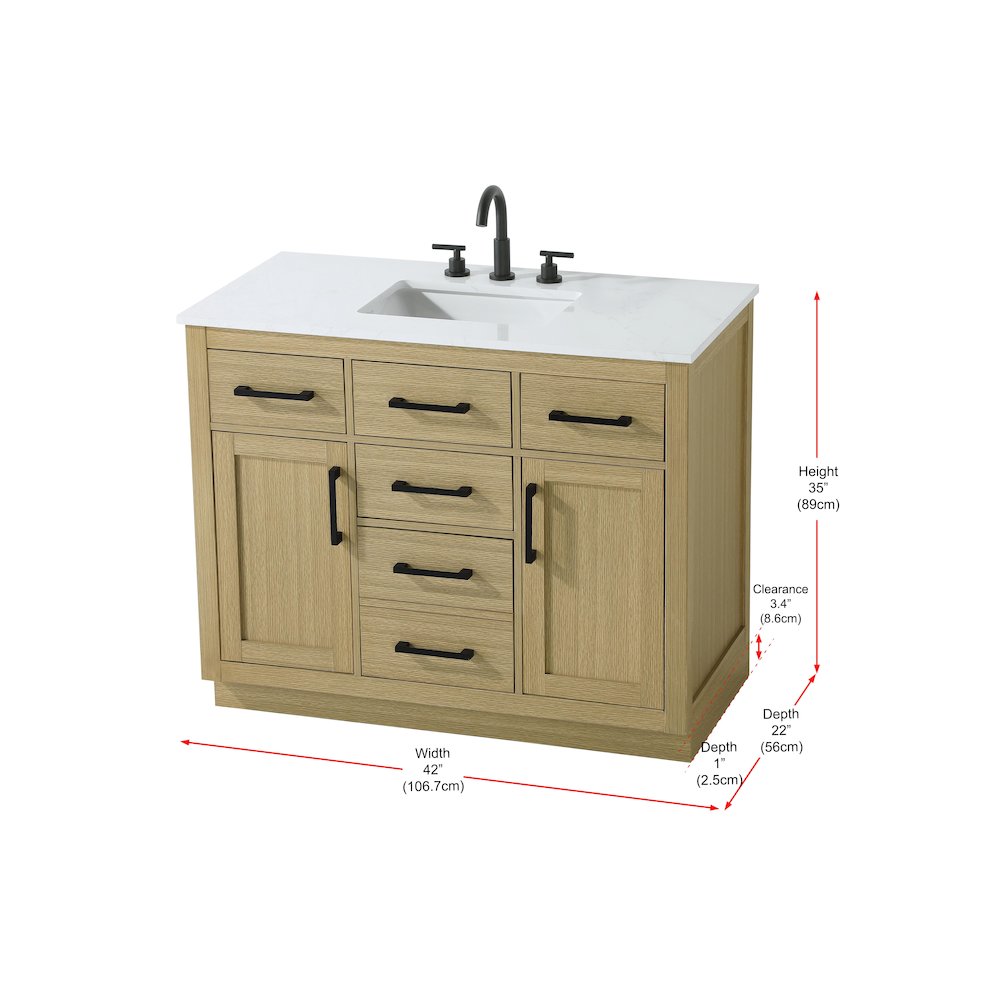 Alden 42 Inch Single Bathroom Vanity In Honey Brown. Picture 13