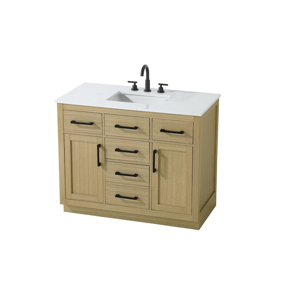 Alden 42 Inch Single Bathroom Vanity In Honey Brown. Picture 6
