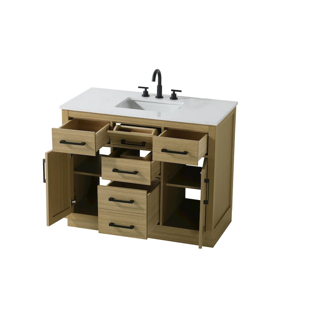 Alden 42 Inch Single Bathroom Vanity In Honey Brown. Picture 7