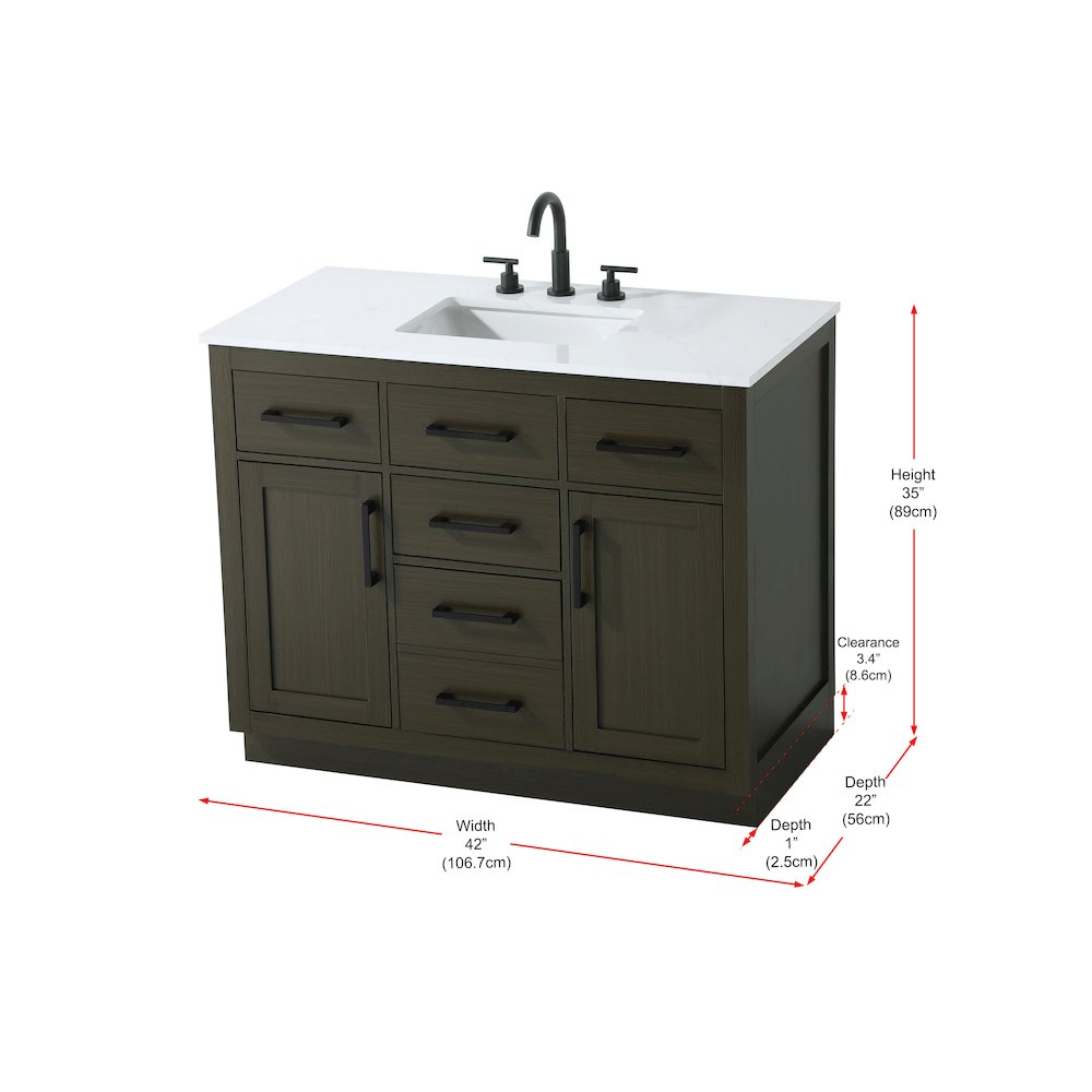 Alden 42 Inch Single Bathroom Vanity In Mocha Brown. Picture 13