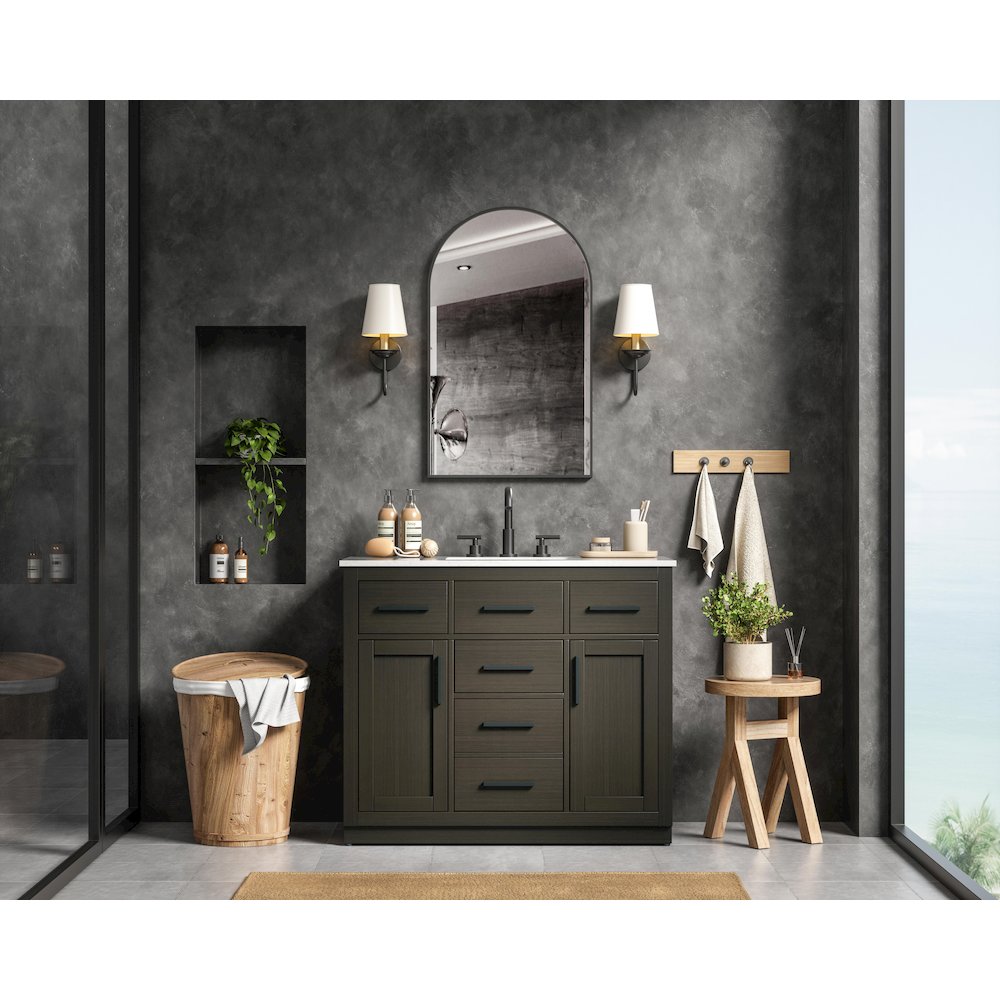 Alden 42 Inch Single Bathroom Vanity In Mocha Brown. Picture 4