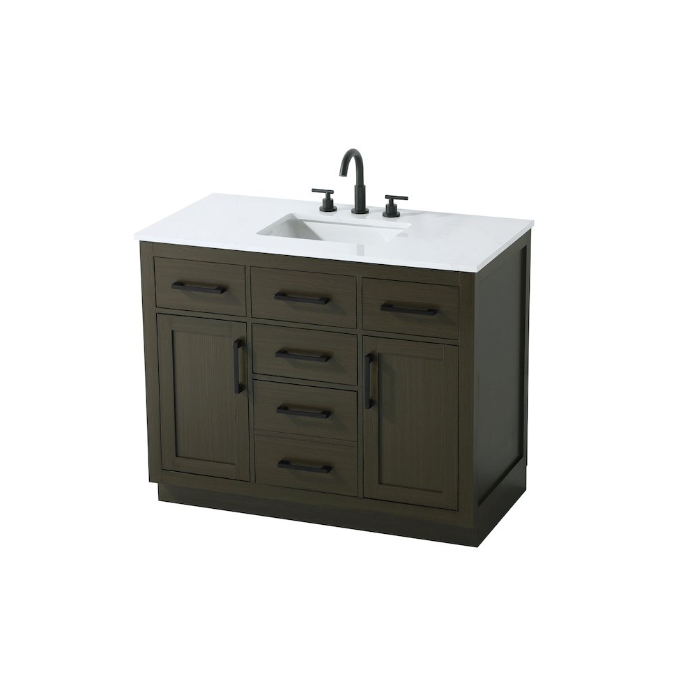 Alden 42 Inch Single Bathroom Vanity In Mocha Brown. Picture 6