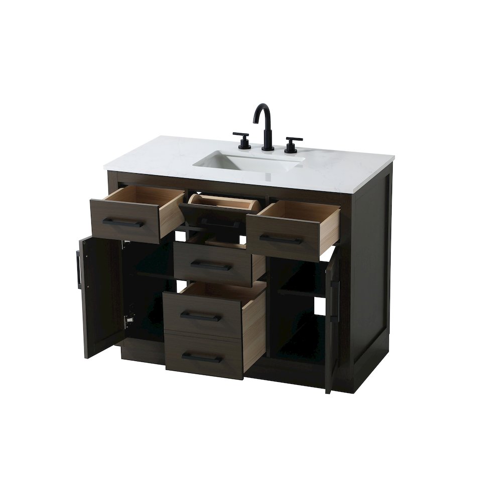 Alden 42 Inch Single Bathroom Vanity In Mocha Brown. Picture 7
