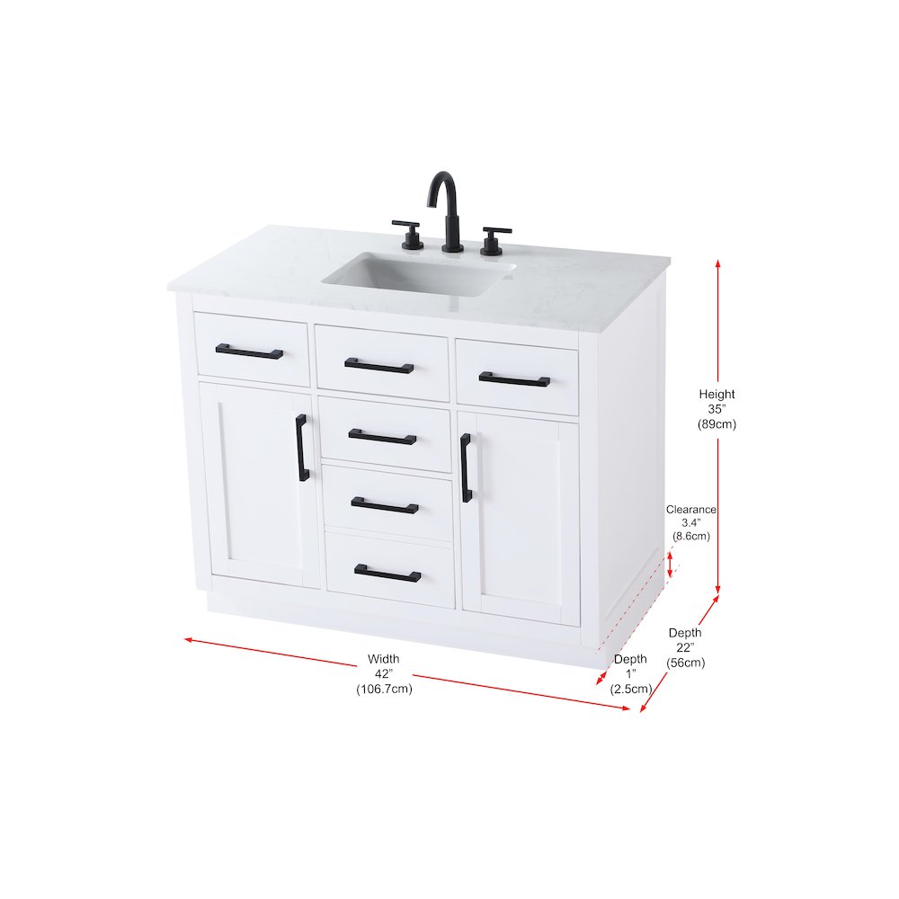Alden 42 Inch Single Bathroom Vanity In White. Picture 13