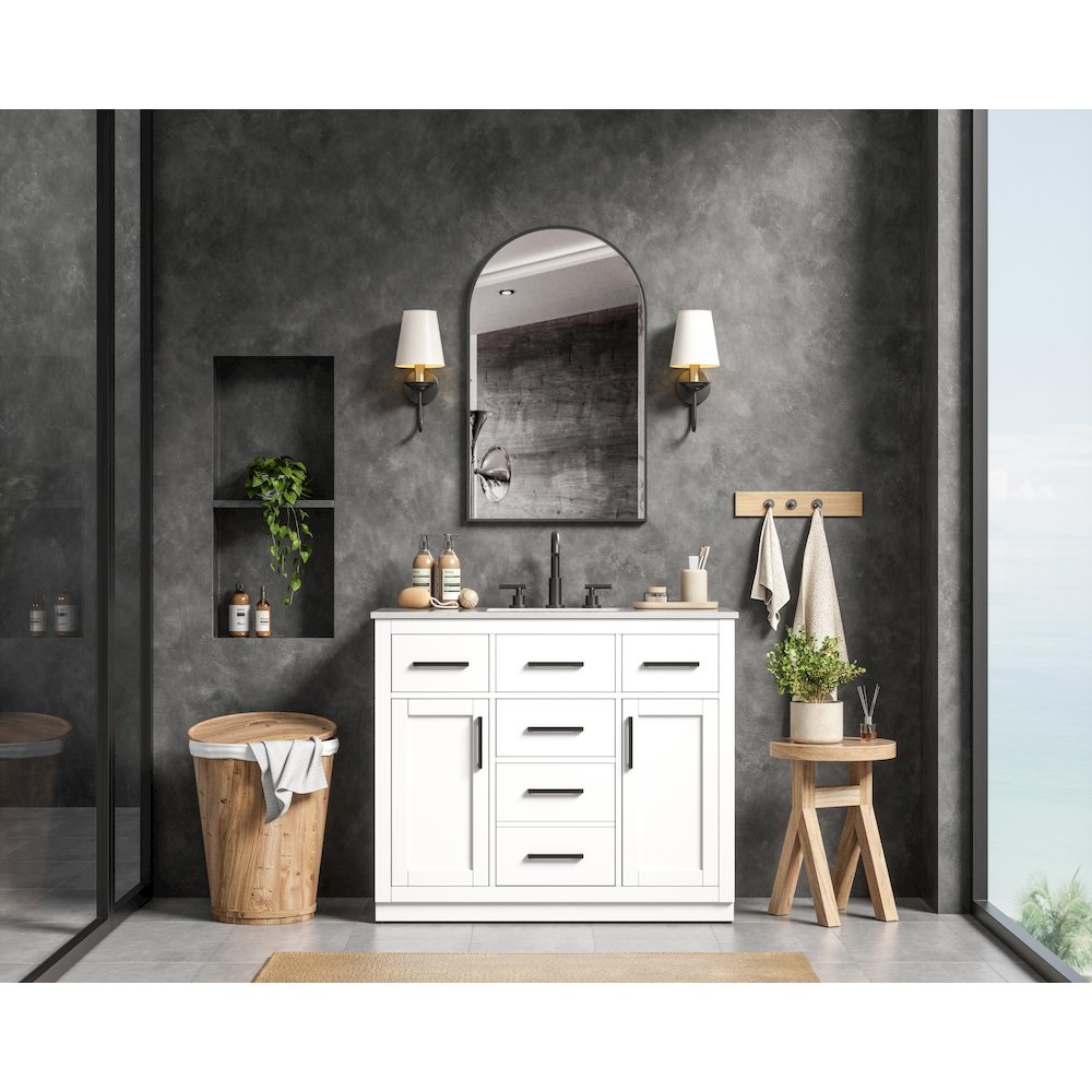 Alden 42 Inch Single Bathroom Vanity In White. Picture 4