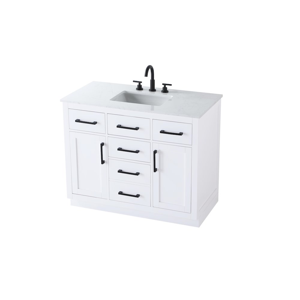 Alden 42 Inch Single Bathroom Vanity In White. Picture 6