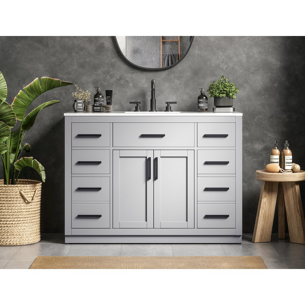 Alden 48 Inch Single Bathroom Vanity In Grey. Picture 2
