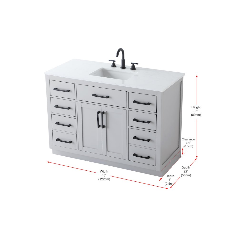 Alden 48 Inch Single Bathroom Vanity In Grey. Picture 13