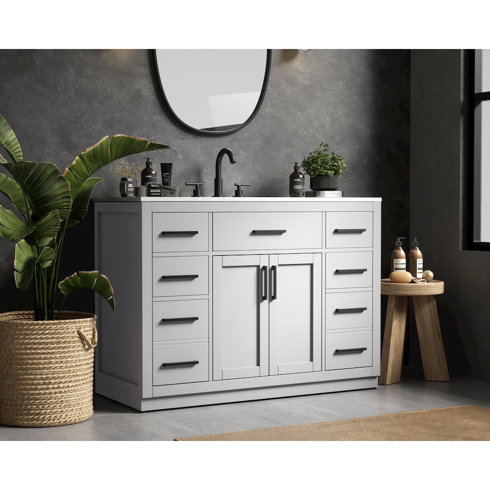 Alden 48 Inch Single Bathroom Vanity In Grey. Picture 3