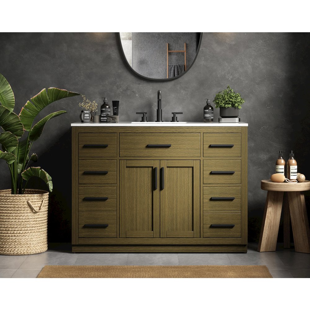 Alden 48 Inch Single Bathroom Vanity In Chestnut Brown. Picture 2