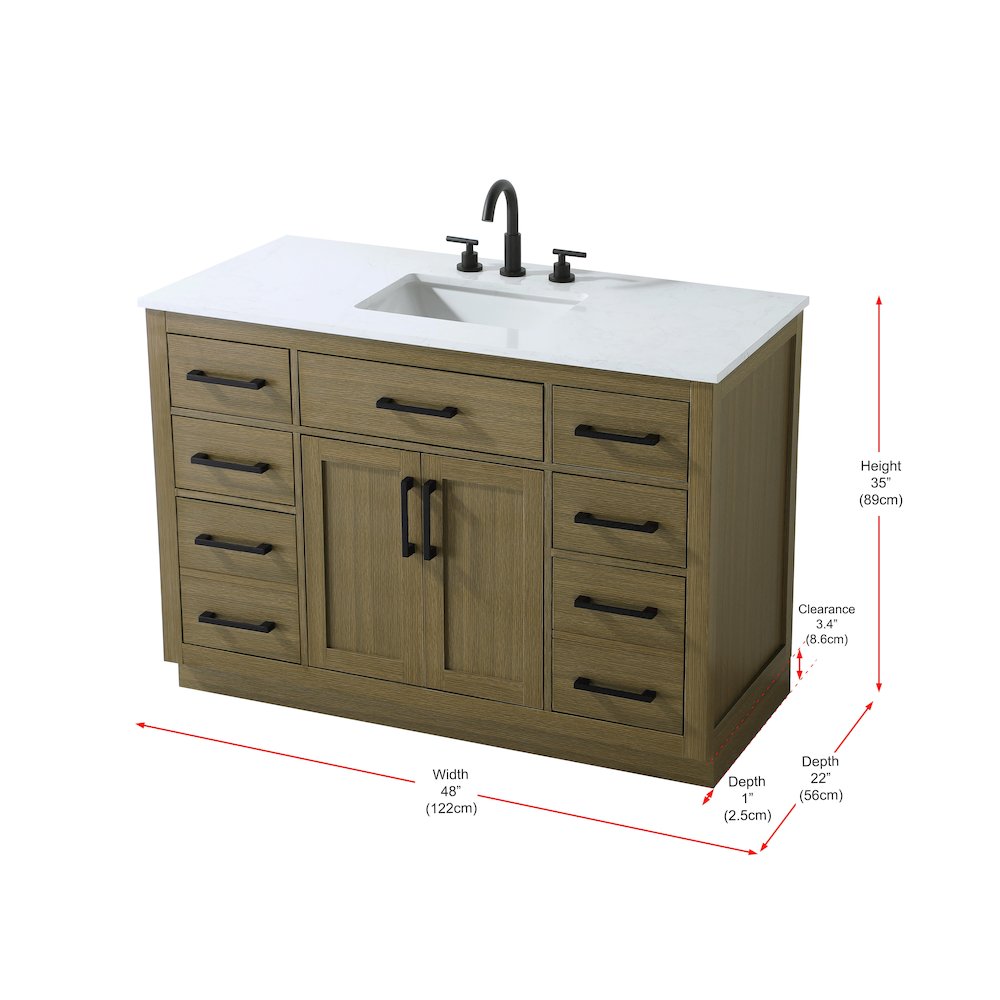 Alden 48 Inch Single Bathroom Vanity In Chestnut Brown. Picture 13