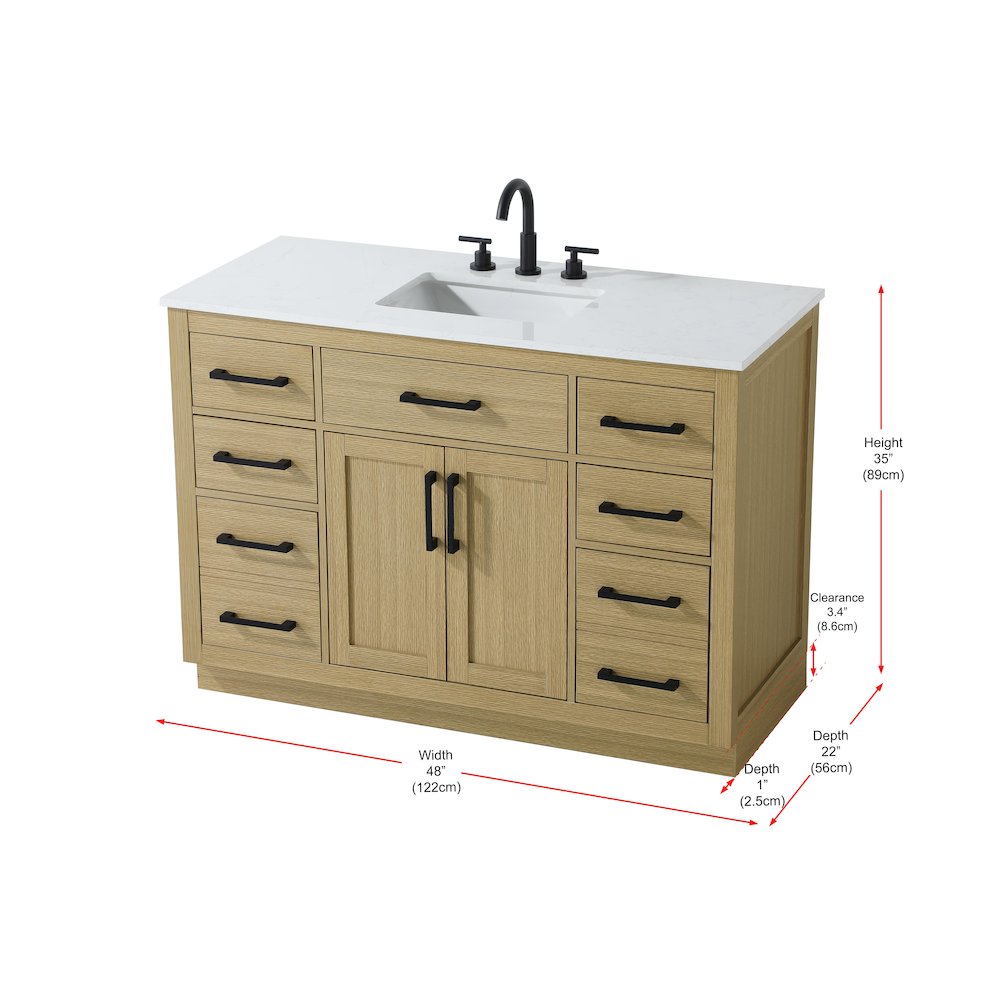 Alden 48 Inch Single Bathroom Vanity In Honey Brown. Picture 13