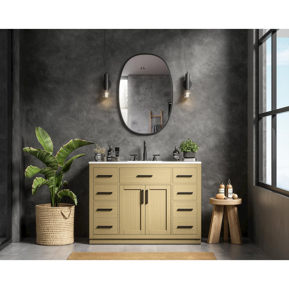 Alden 48 Inch Single Bathroom Vanity In Honey Brown. Picture 4