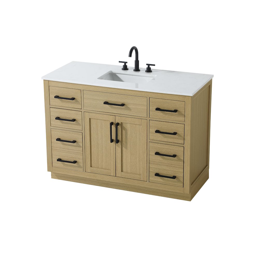 Alden 48 Inch Single Bathroom Vanity In Honey Brown. Picture 6