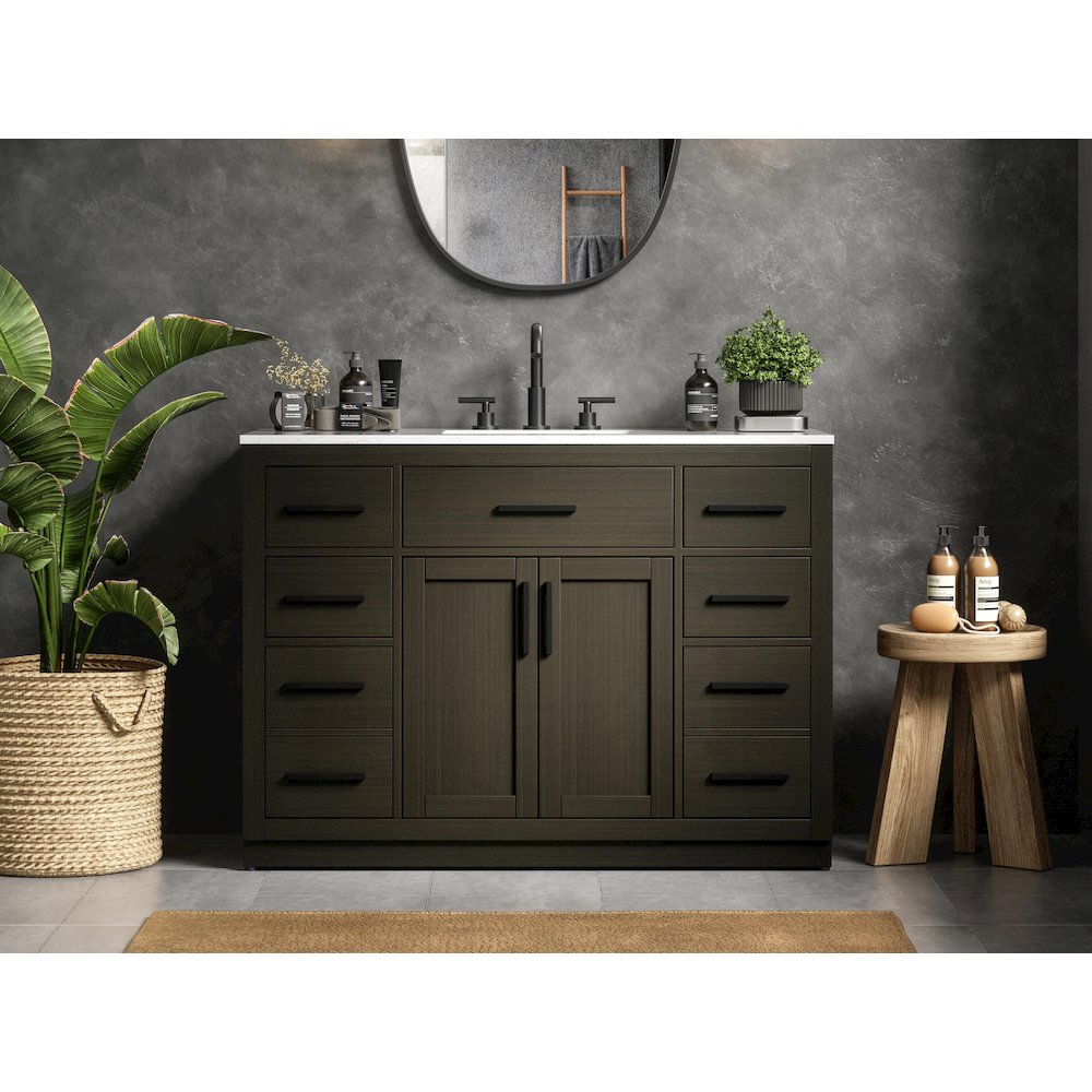 Alden 48 Inch Single Bathroom Vanity In Mocha Brown. Picture 2