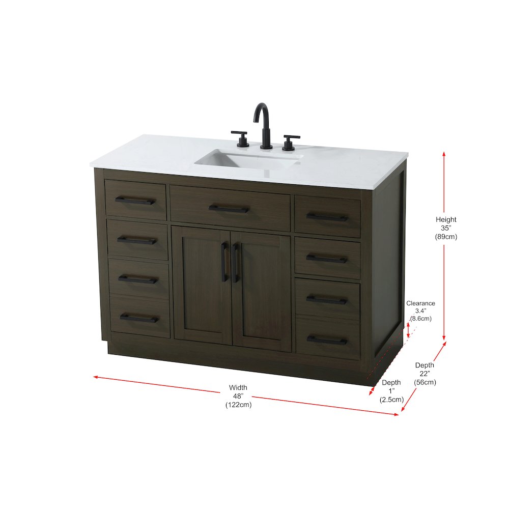 Alden 48 Inch Single Bathroom Vanity In Mocha Brown. Picture 13