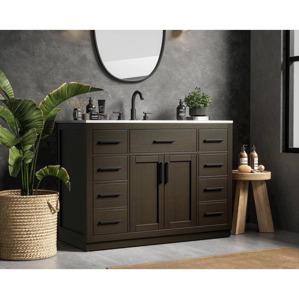 Alden 48 Inch Single Bathroom Vanity In Mocha Brown. Picture 3