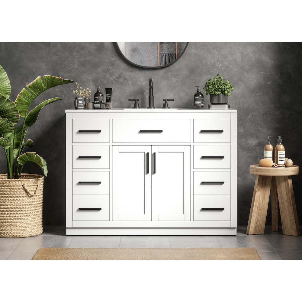 Alden 48 Inch Single Bathroom Vanity In White. Picture 2