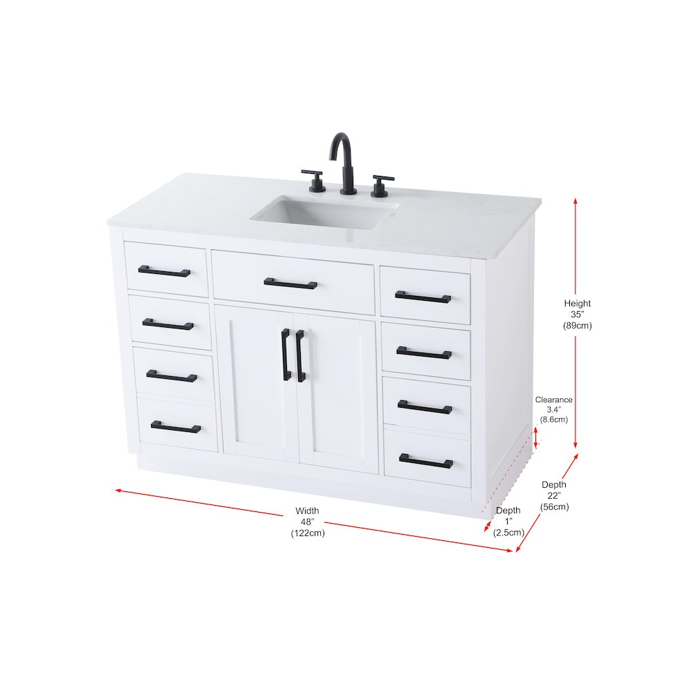 Alden 48 Inch Single Bathroom Vanity In White. Picture 13