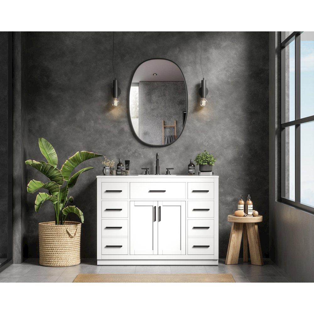 Alden 48 Inch Single Bathroom Vanity In White. Picture 4