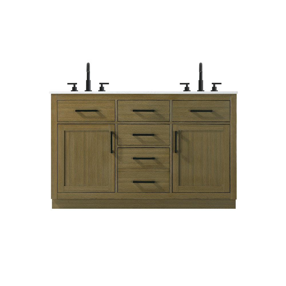 Alden 54 Inch Double Bathroom Vanity In Chestnut Brown. Picture 1