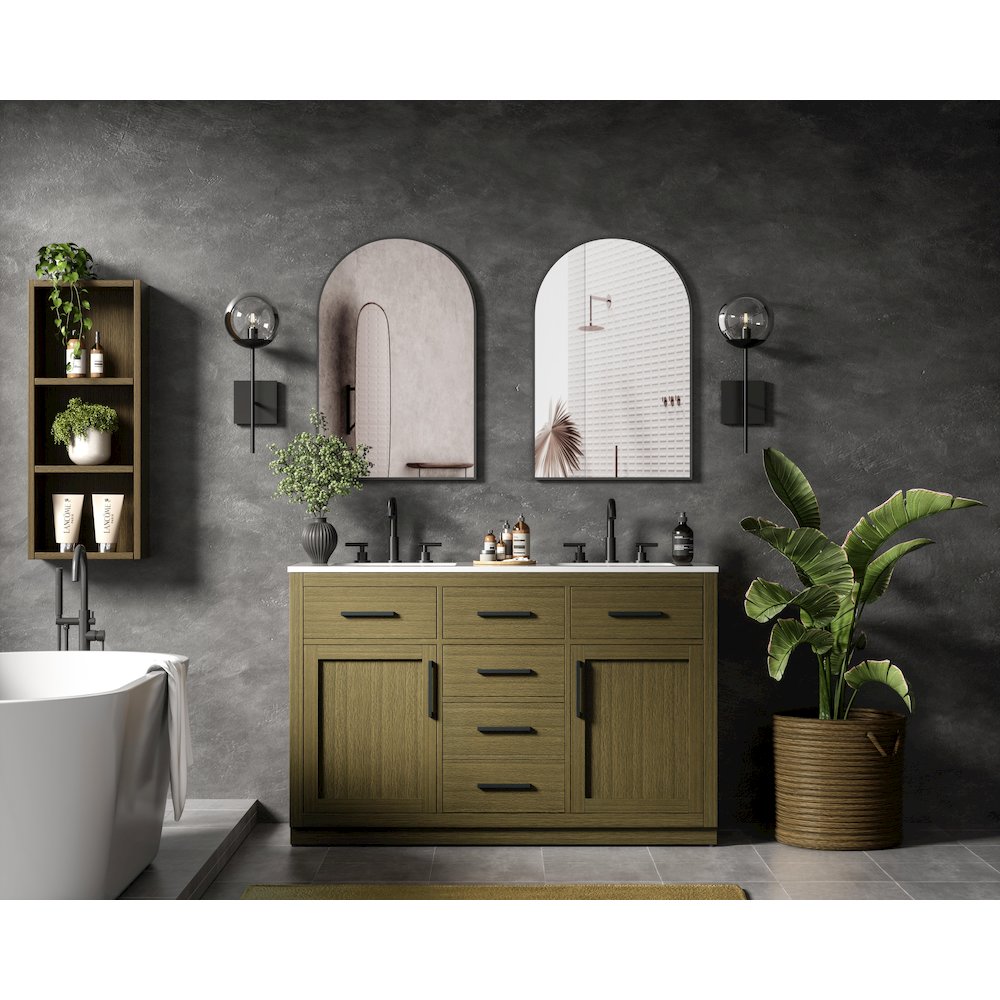 Alden 54 Inch Double Bathroom Vanity In Chestnut Brown. Picture 4