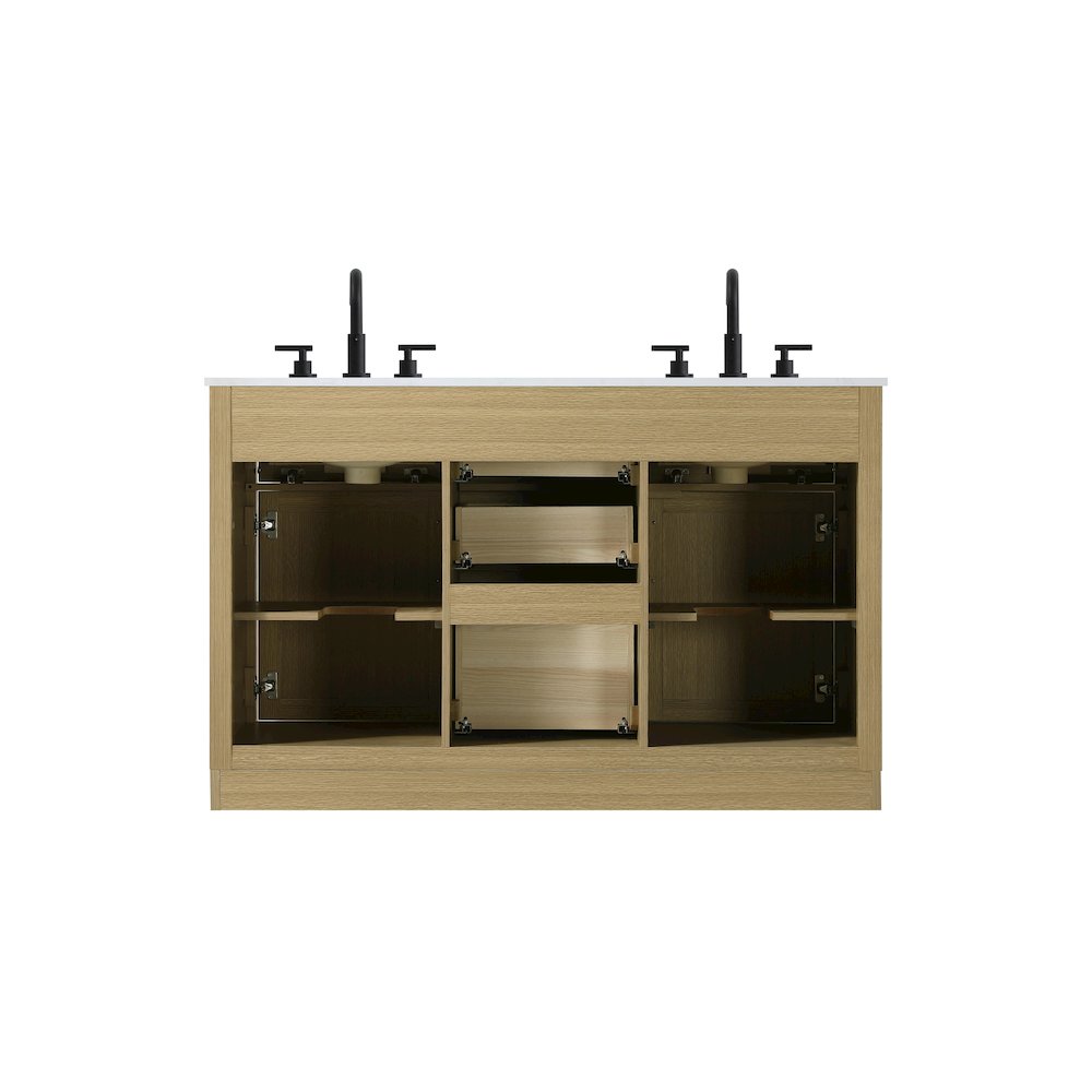 Alden 54 Inch Double Bathroom Vanity In Honey Brown. Picture 12