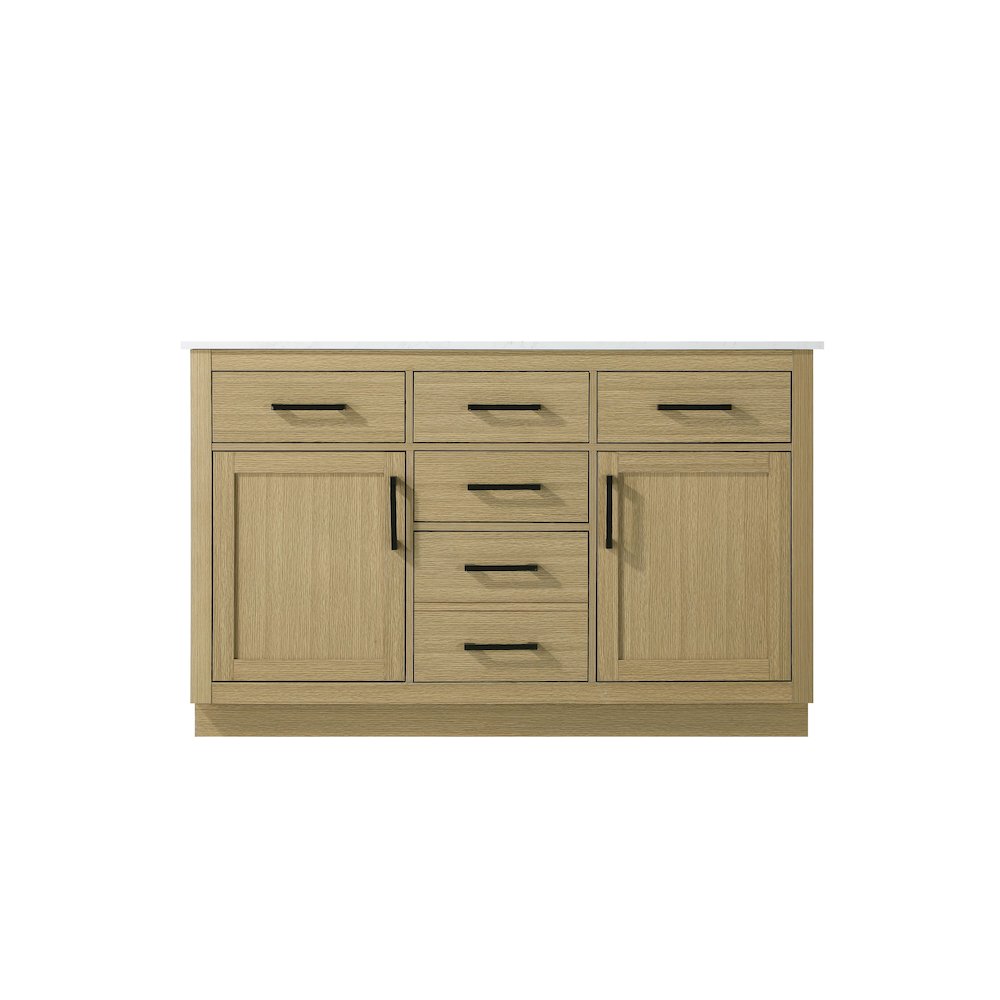 Alden 54 Inch Double Bathroom Vanity In Honey Brown. Picture 5