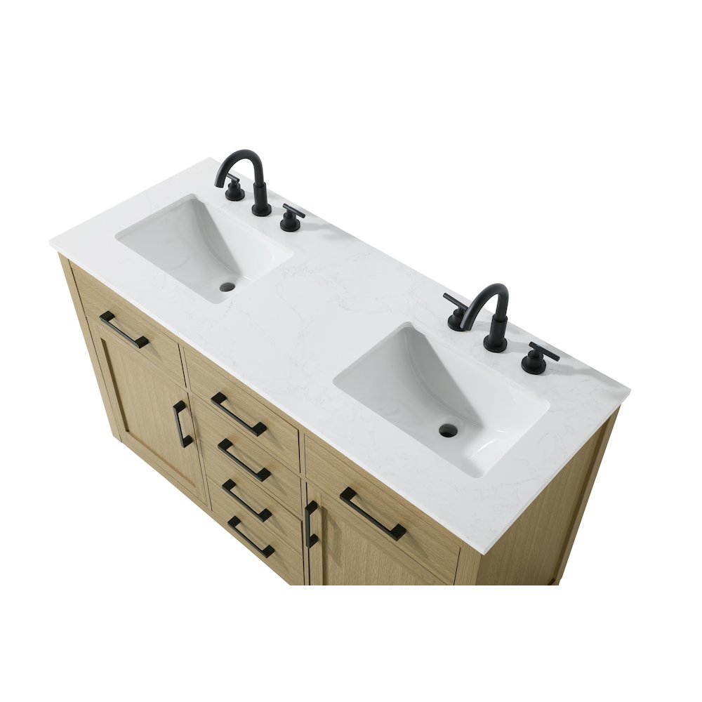 Alden 54 Inch Double Bathroom Vanity In Honey Brown. Picture 8